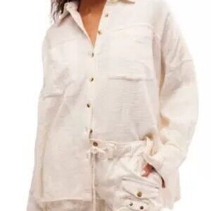 new Free People Cardiff 100% Cottone  GAUZY!  Button-Down Shirt Tunic 3S2